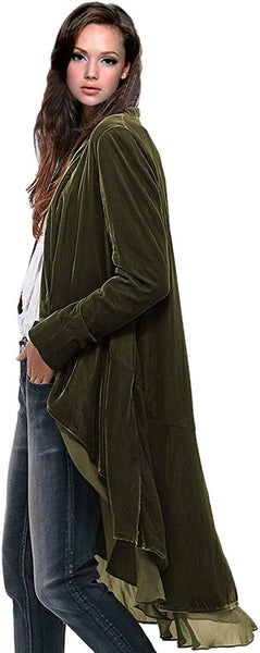 Anh Flirty Ruffle Midi Velvet Kimono