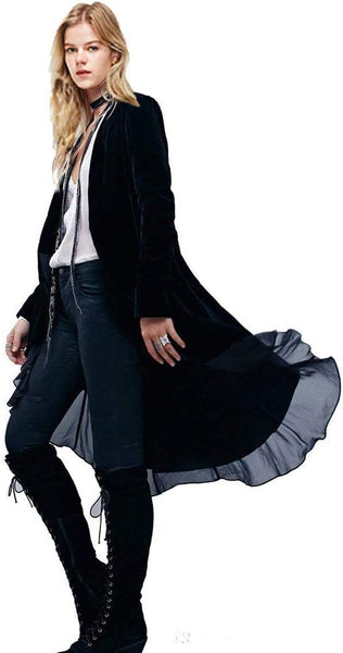 Anh Flirty Ruffle Midi Velvet Kimono