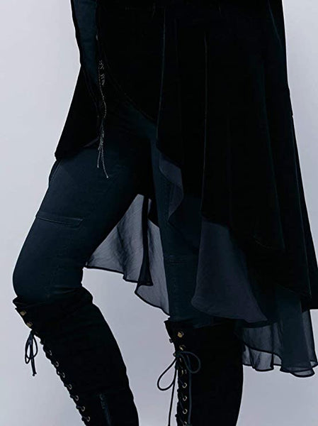 Anh Flirty Ruffle Midi Velvet Kimono