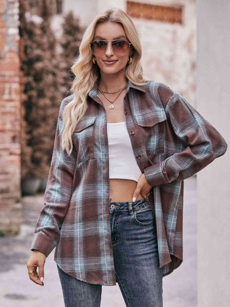 Enya Plaid Dropped Shoulder Longline Shirt