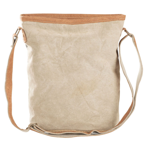 Blue Canvas w/ Flowers Crossbody Handbag