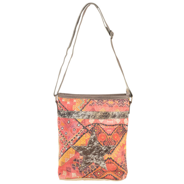 Pink Patchwork Crossbody w/ Hair on Hide Handbag