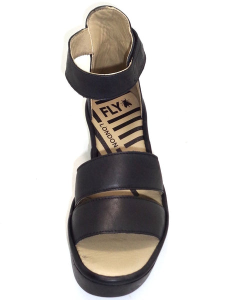 6150789 Bono Black Verona Leather Sandals by Fly London
