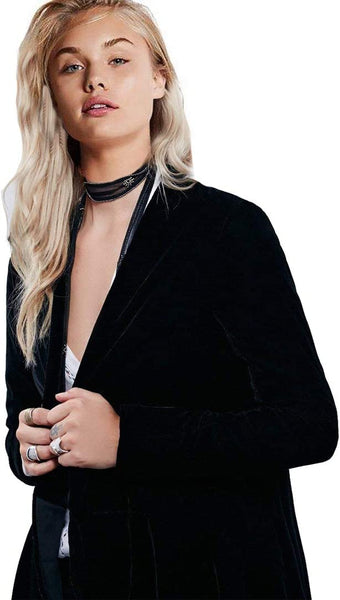 Anh Flirty Ruffle Midi Velvet Kimono