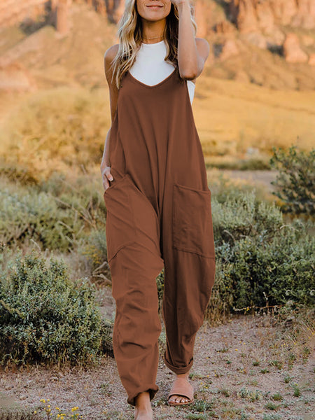 Double Take Sleeveless V-Neck Pocketed Jumpsuit