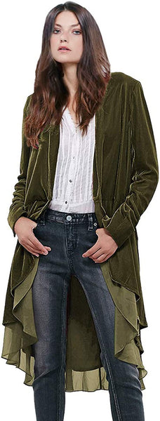 Anh Flirty Ruffle Midi Velvet Kimono