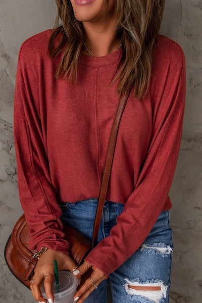 Seam Detail Round Neck Long Sleeve Top - ONLINE EXCLUSIVE!