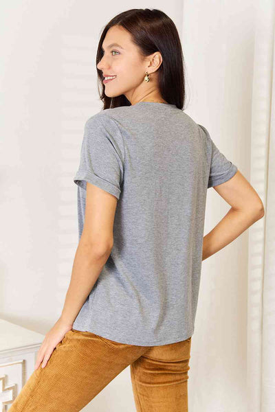 Simply Love US Flag Graphic Cuffed Sleeve T-Shirt - ONLINE EXCLUSIVE!