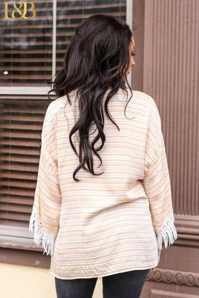 31967 Aubrey Peach Stripe Top