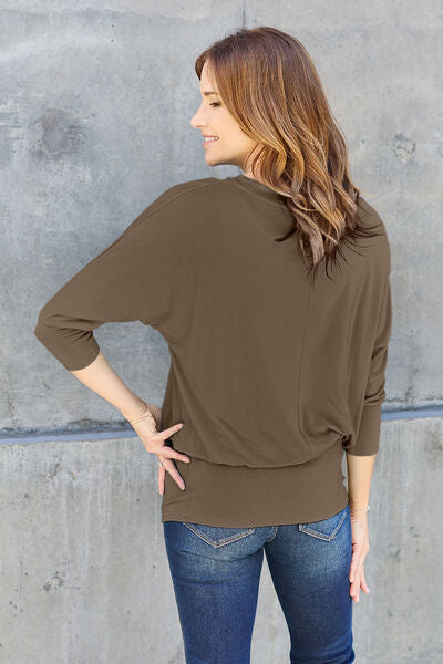 Cori Round Neck Batwing Sleeve Blouse