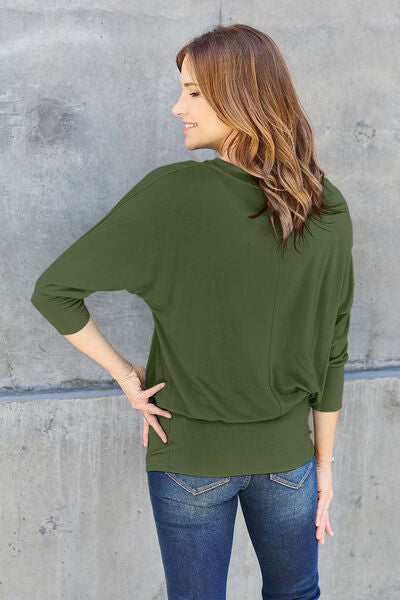 Cori Round Neck Batwing Sleeve Blouse
