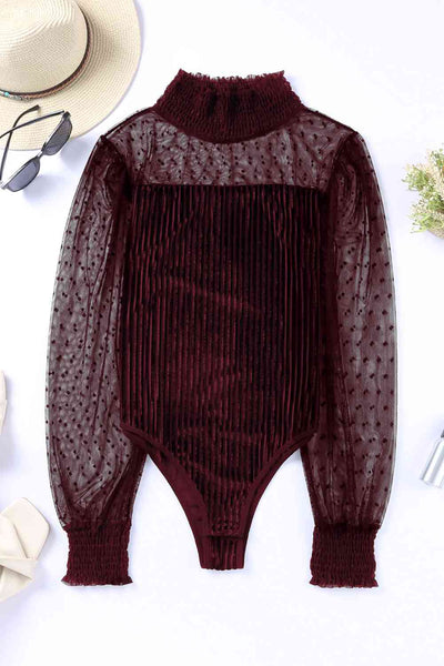 Mesh Long Sleeve Velvet Bodysuit - ONLINE EXCLUSIVE!