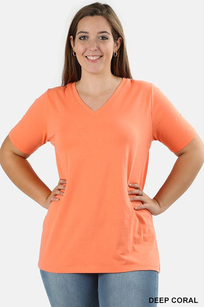 1009 Various Colors Cotton V-neck Basic T-Shirt