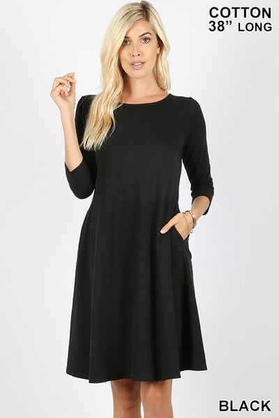 4596 Vestido evasé de manga 3/4 Carla