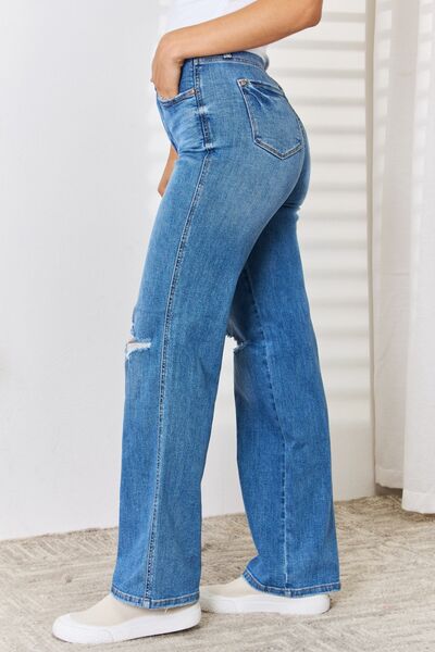 Gretchen Hi Rise Distressed Straight-Leg Judy Blue Jeans - ONLINE EXCLUSIVE!