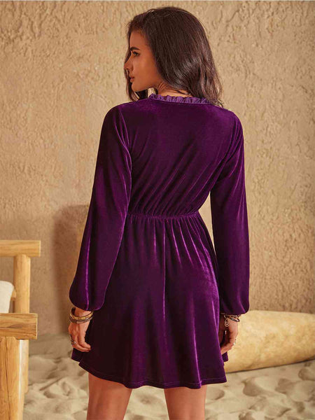 Oksana Ruffled V-Neck Long Sleeve Dress - ONLINE EXCLUSIVE!