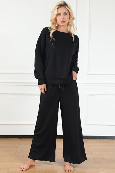 Malia Textured Long Sleeve Top and Drawstring Pants Set - ONLINE EXCLUSIVE!