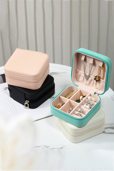 Square Zip Closure PU Leather Jewelry Box - ONLINE EXCLUSIVE!