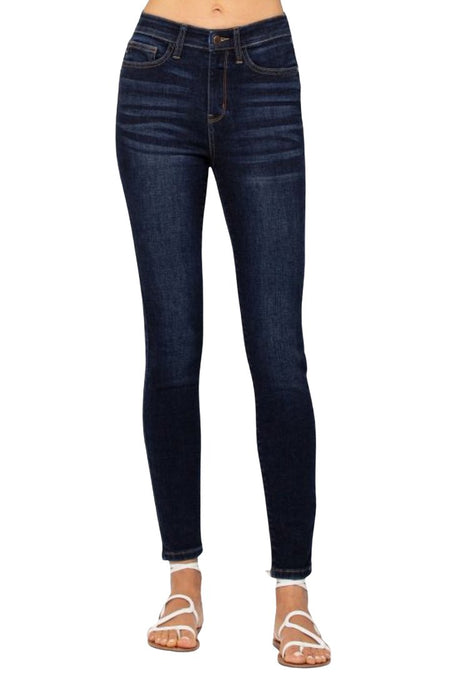 88191   Karie High Rise Raw Hem Relaxed Fit Judy Blue Jeans