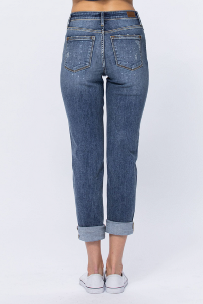 82346 Arantza Hi-Rise Bleach Splash Boyfriend Judy Blue Jeans