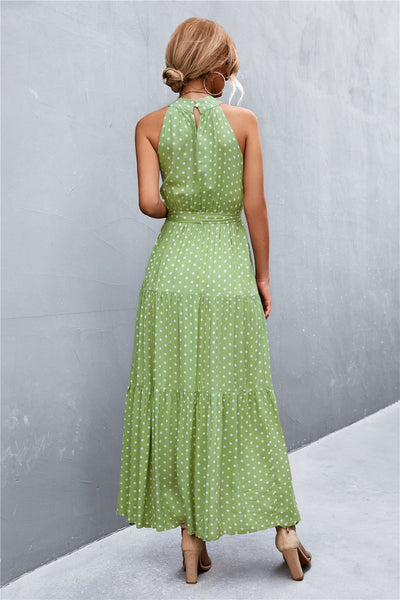 Printed Sleeveless Tie Waist Maxi Dress - ONLINE EXCLUSIVE!