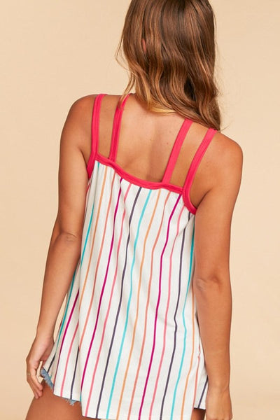2550A Camiseta sin mangas con tiras y rayas verticales multicolor Greta - ¡Reg & Plus!