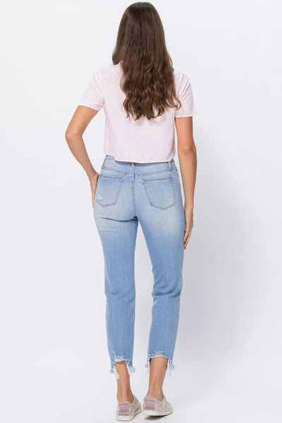 88389   Lili Mid-Rise Destroyed Hem Boyfriend Jeans by Judy Blue Jeans