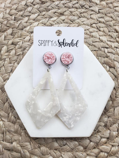 0423 Misty Acrylic & Druzy Earrings