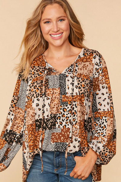 Top con estampado de leopardo y patchwork Jamie