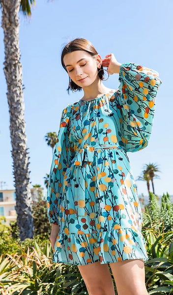 594775 JoyJoy Autumn Field Tie Waist Tiered Dress