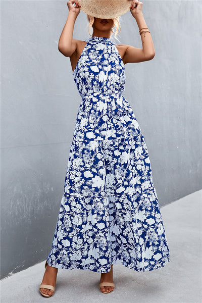 Printed Sleeveless Tie Waist Maxi Dress - ONLINE EXCLUSIVE!