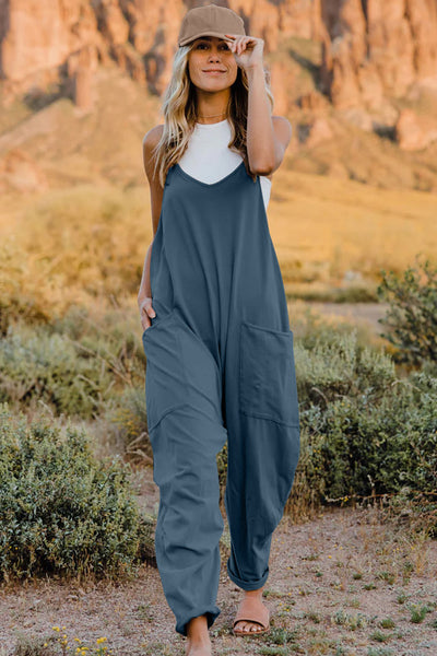 Bijou V-Neck Sleeveless Jumpsuit with Pocket - ONLINE EXCLUSIVE!