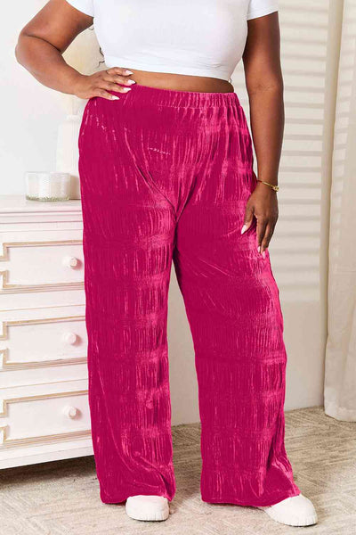 Paula High Waist Tiered Shirring Velvet Wide Leg Pants - ONLINE EXCLUSIVE!