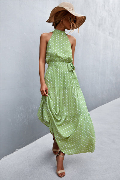 Printed Sleeveless Tie Waist Maxi Dress - ONLINE EXCLUSIVE!
