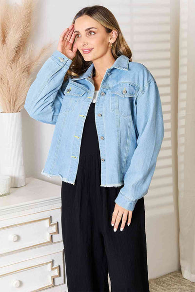 Raegan Dropped Shoulder Raw Hem Denim Jacket - ONLINE EXCLUSIVE!