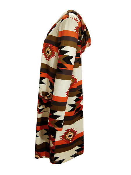 Cárdigan geométrico con capucha y bolsillos