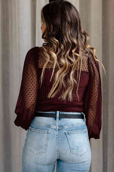 Mesh Long Sleeve Velvet Bodysuit - ONLINE EXCLUSIVE!