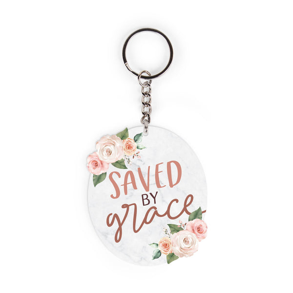 AKC0005 Saved By Grace Floral Acrylic Keychain