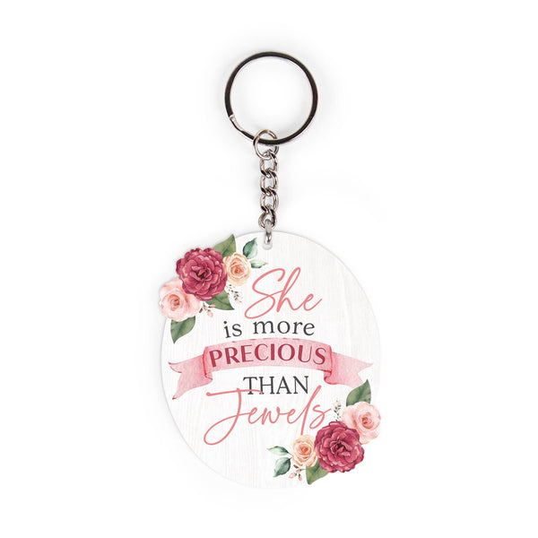AKC0006 She is More Precious than Jewels Floral Acrylic Keychain