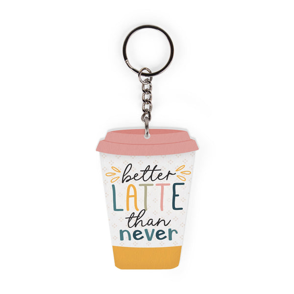 AKC0009 Better Latte Than Never Floral Acrylic Keychain