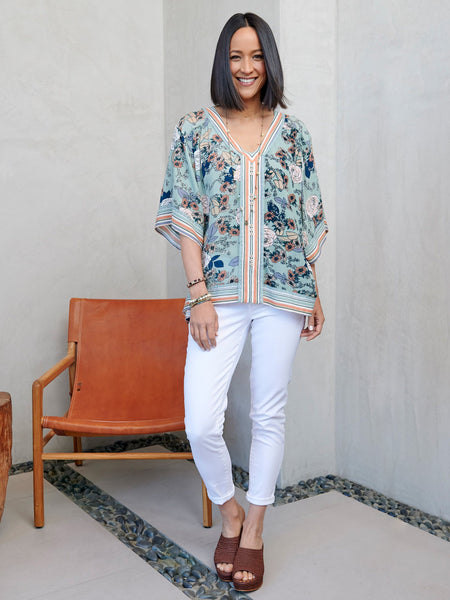 B835ZSOW Vaqueros tobilleros blancos Trudy Democracy Ab-solution