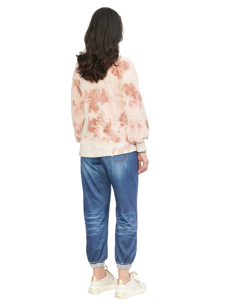 B3772QLG8 Clara Blouson Sleeve V Neck Tie Dye Velour Knit Sweatshirt by Democracy