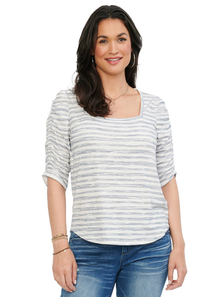 B37913V8E Teresa Ruched Elbow Sleeve Top - Regular Sizes