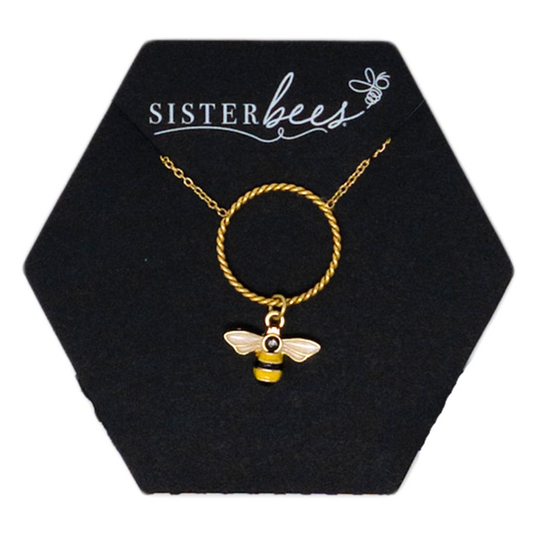 142501 Circle Bee Pendant Necklace