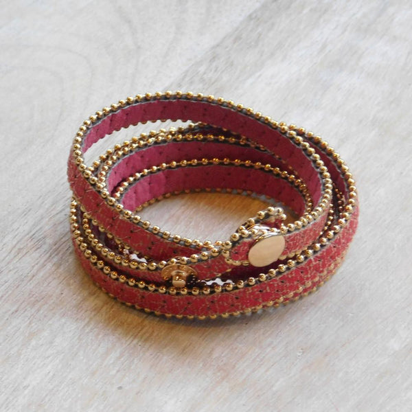 81025X Pulsera cruzada larga de piel sintética