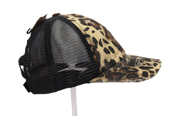 780   Julie Washed Denim Criss Cross High Pony CC Ball Cap BT780