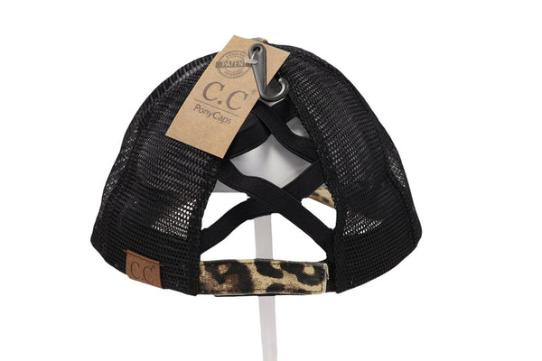 780   Julie Washed Denim Criss Cross High Pony CC Ball Cap BT780