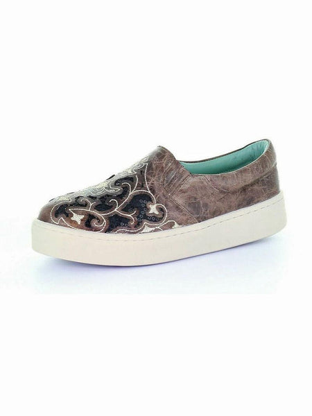 E1560 Corral Women's Embroidery Brown & Black Inlay Sneaker