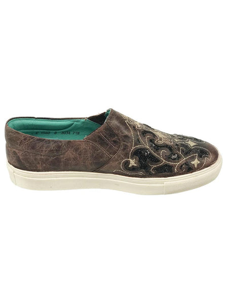 E1560 Corral Women's Embroidery Brown & Black Inlay Sneaker