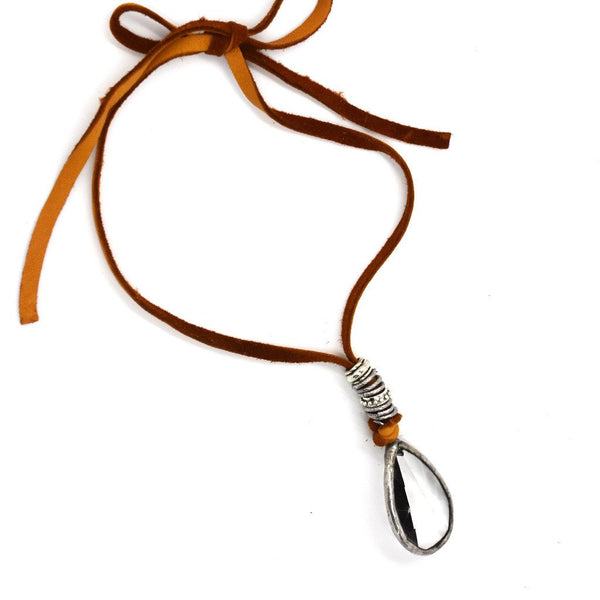 0634 Crystal Leather Choker Necklace by Amy Labbe